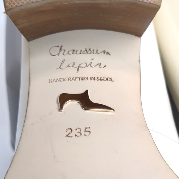 Leather Loafer Style Heels Cream and Wood by Chaussure Lapin - Picture 8 of 10